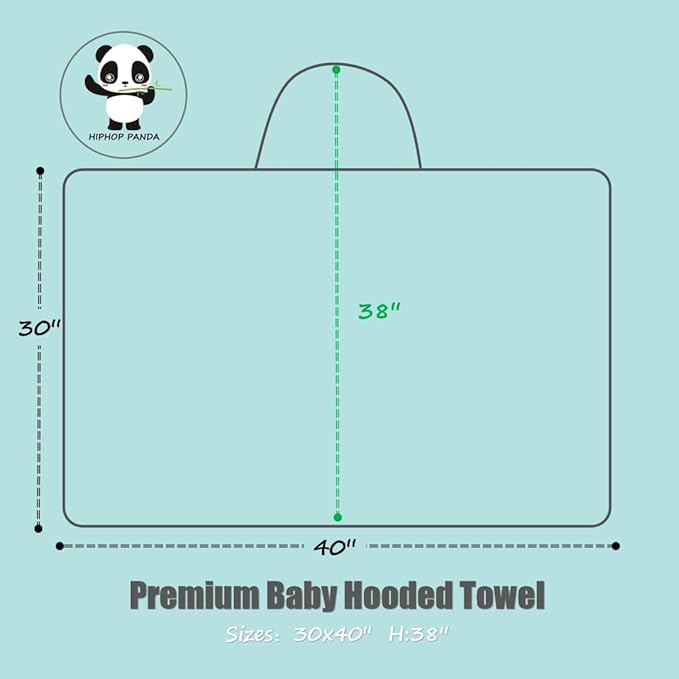 HIPHOP PANDA Hooded Towel - Rayon Made from Bamboo, Bath Towel with Bear Ears for Newborn, Babie, Toddler, Infant - Absorbent Large Baby Towel - Monkey, 30 x 40 Inch
