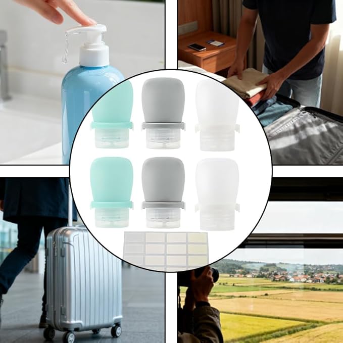 6Pcs 1oz Travel Bottles,Leakproof Silicone Squeeze Bottles for Toiletries,Shampoo and Lotion