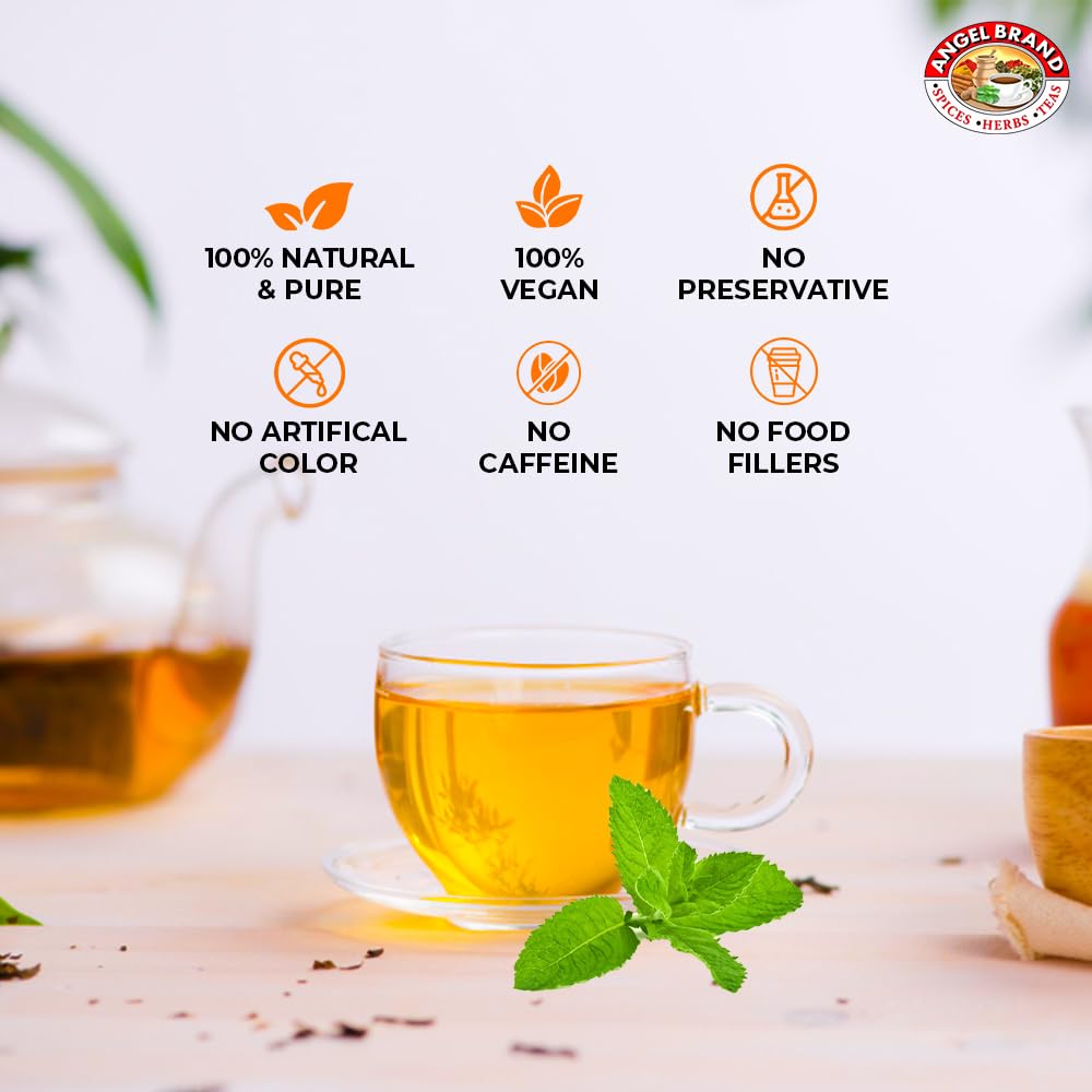 Angel Brand Peppermint Tea Bags 20 – Pure Caffeine-Free Herbal Mint Tea for Relaxation and resh Breath Made with Pure Peppermint for a Delightful Sip Every Time.