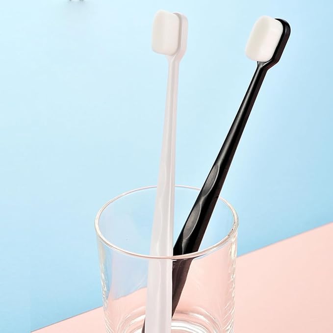 4PCS Soft Micro-Nano Toothbrushes for Adults with Ultra-fine Bristles Ergonomic Non-Slip Handle Deep Cleaning Tooth Enamel Protection Household Oral Care Black White