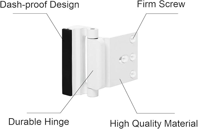 2 Pack Door Reinforcement Locks with 8 Screws, Home Security Door Lock for Toddler, Childproof Door Lock Night Lock Withstand 800 Lbs White