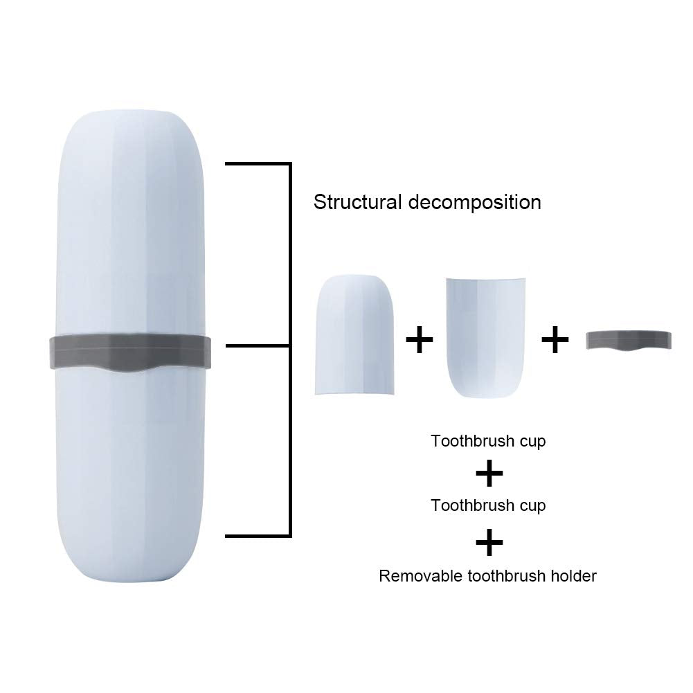 Portable Travel Toothbrush Case,3 in 1 Toothpaste Travel Case Holder Hard Plastic Tooth Brush Container Toothbrush Storage Box for Travel,Business,Home,Camping, School Supplies (Blue)