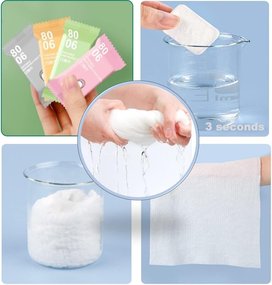 Premium Compressed Towels, Pure Cotton Portable Washcloth for Camping or Travel…