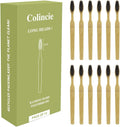 Extra Hard & Firm Bamboo Charcoal Toothbrush Long Head with Wide Thickened Handle Whitening Teeth Pack of 12