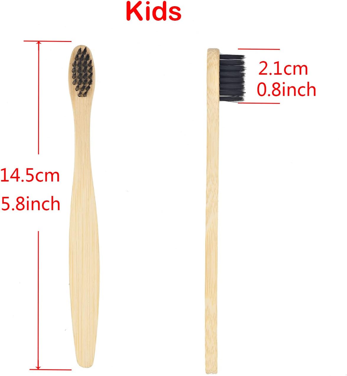 SEVENHEAD 10 PCS Kids Bamboo Toothbrushes Soft Bristles Wooden Toothbrushes, Natural Biodegradable BPA Free Eco Friendly Toothbrushes Black