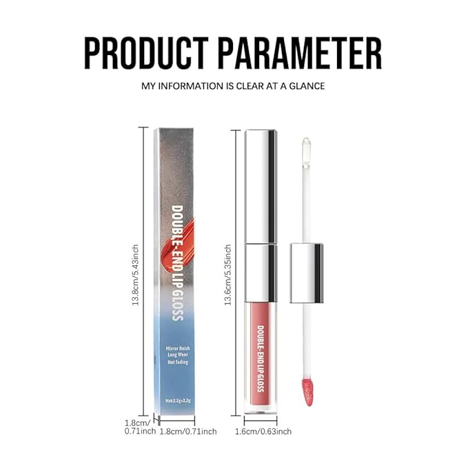 Dual-Ended Lip Stain & Lip Oil – 2-in-1 Matte Color and Hydrating Gloss, Long-Lasting Non-Sticky Lip Tint, Nourishing Moisture & Glassy Shine for Day-to-Night Looks 02#