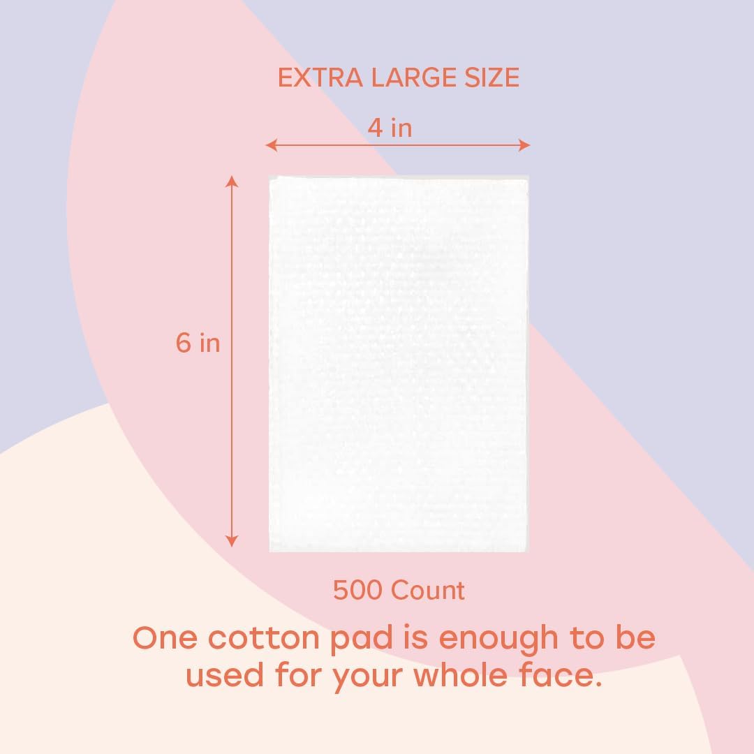 White Rabbit – Naked Cotton Classic – Premium 100% Cotton Pads for Toner Use, Makeup Remover, and Masks | Unbleached, Lint-Free, Extra Soft | Korean Skin Care Product (500 Count)