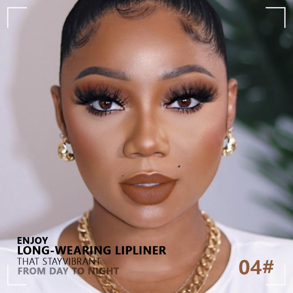 Matte Calligraphy Liquid Lip Liner Lipstick Pencil, Dark Brown Long-Lasting Transfer-Proof Lip Stain, Lightweight Lipstick, Sheer Buildable Color, Fades to a Natural Wash of Colors