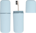 uxcell Travel Toothbrush Case, 7.9x2.6x2 Portable Travel Toothbrush Holder with Flat, Plastic Toothpaste Container for Bathroom, Gym, Business Trip, Camping, Sky Blue