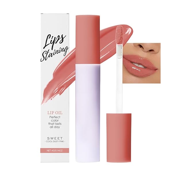 Nourishing High-Shine Lip Gloss,Hydrating & Moisturizing Lip Tint, Non-Sticky, Long-Lasting Glossy Lip Stain,Softens & Plumps Lips for Smooth,Gentle Formula for Dry Lips 03#Cool Dusty Pink
