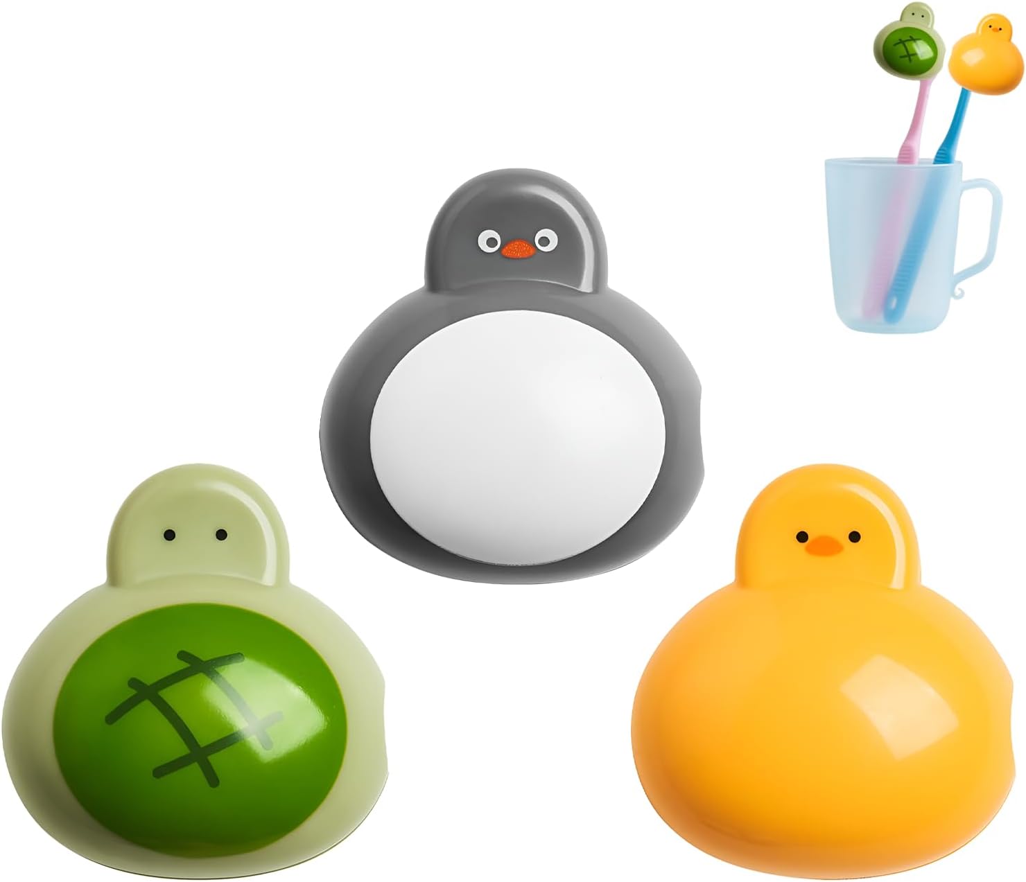 3 Pack Cartoon Tooth Brush Covers – Adorable Toothbrush Caps with Penguin, Duck, and Turtle Designs,Travel Toothbrush Cover for Manual & Electric