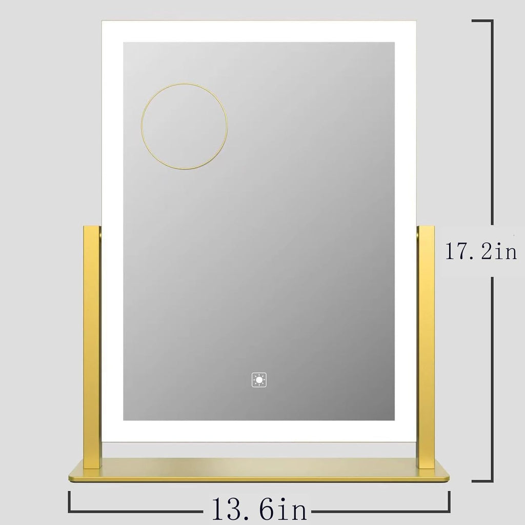 Makeup Vanity Mirror with Lights 17.2" Large LED Lighted Mirror, Hollywood Make Up Mirror with Lighting, Smart Touch,Detachable 5X Magnification 360° Rotation, (Gold,Gift Box)