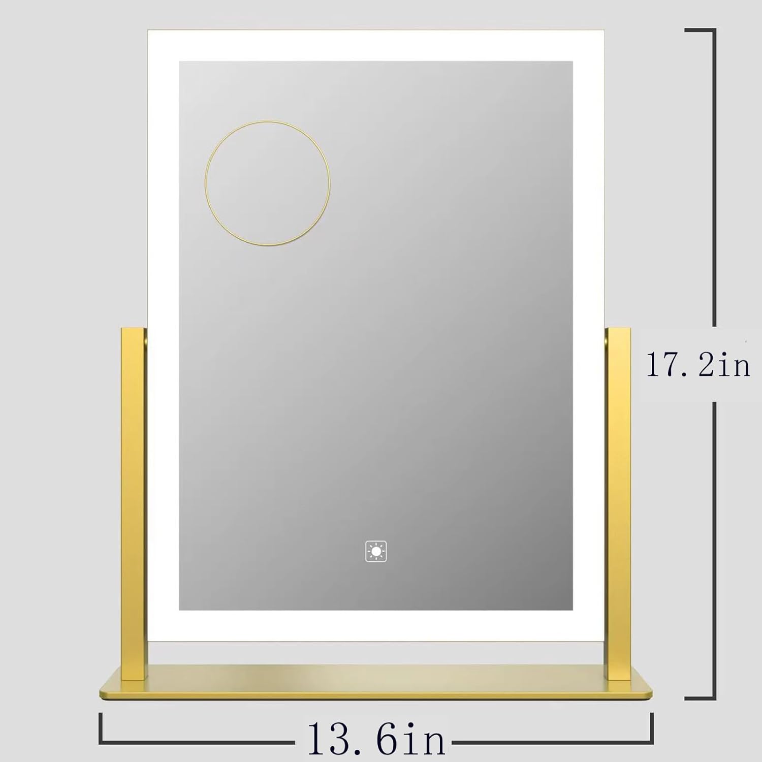 Makeup Vanity Mirror with Lights 17.2" Large LED Lighted Mirror, Hollywood Make Up Mirror with Lighting, Smart Touch,Detachable 5X Magnification 360° Rotation, (Gold,Gift Box)