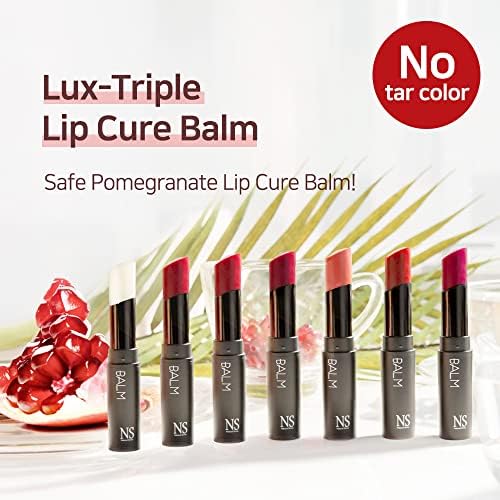Lux Triple Lip Cure Balm (0.17 oz) 4 million units sold in Korea, Natural Tinted Korean Lip Balm, Petroleum/Paraben Free, Lip Butter,lip balm hydrating,tinted moisturizer (PHANES (Red Mandarin))