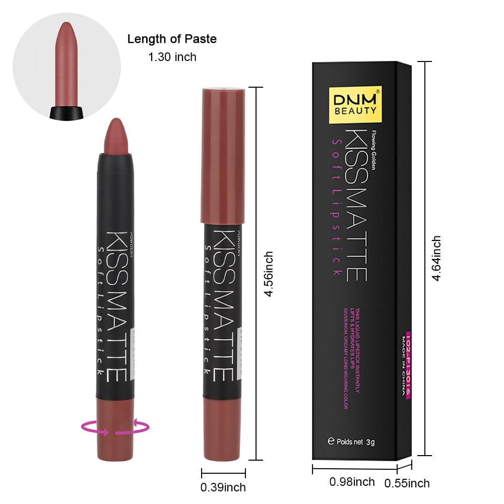 evpct 1Pcs Brown Matte Lipstick and Lip Crayon Liner Pencil Pen Set for Women Roll up Lip Liner Dark brown Lip Stain Long Lasting Waterproof labiales mate magicos 24 horas originales 06
