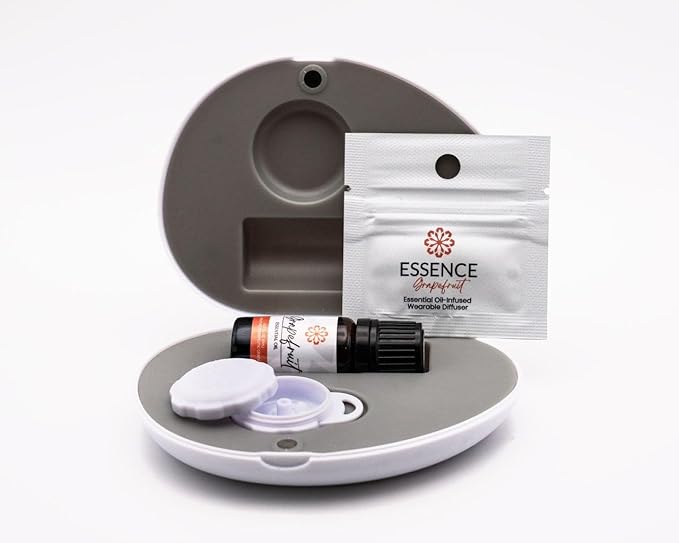 Essence Pearl Travel Case - Wearable Aromatherapy Kit with Nasal Diffuser Rings, Soaking Bay, and 5mL Essential Oil – Portable Wellness Gift Set for On?The?Go Self Care