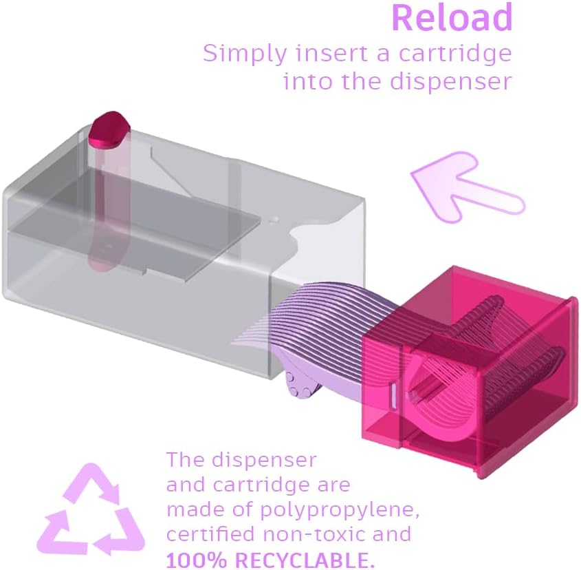 Shaker Dental Floss Picks Travel Case for On-The-Go, Dispenser + Cartridges, Each Cartridge Contains 20 High-Performance Floss Picks (1 Dispenser + 5 Cartridges, Red)