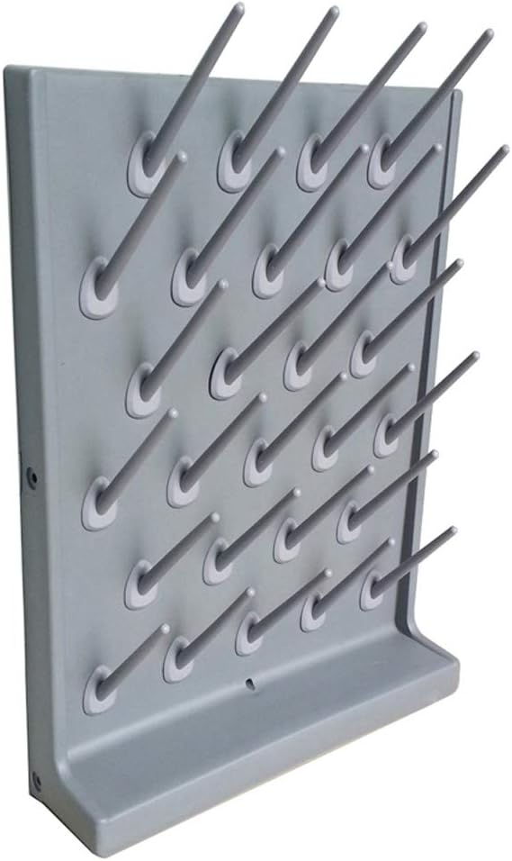 2Pcs Lab Drying Rack, Wall-Mount Laboratory Glassware Drying Rack, 27 Pegs Lab Drying Draining Rack, w/Tray Hole+Water Outlet Hose (US Stock)