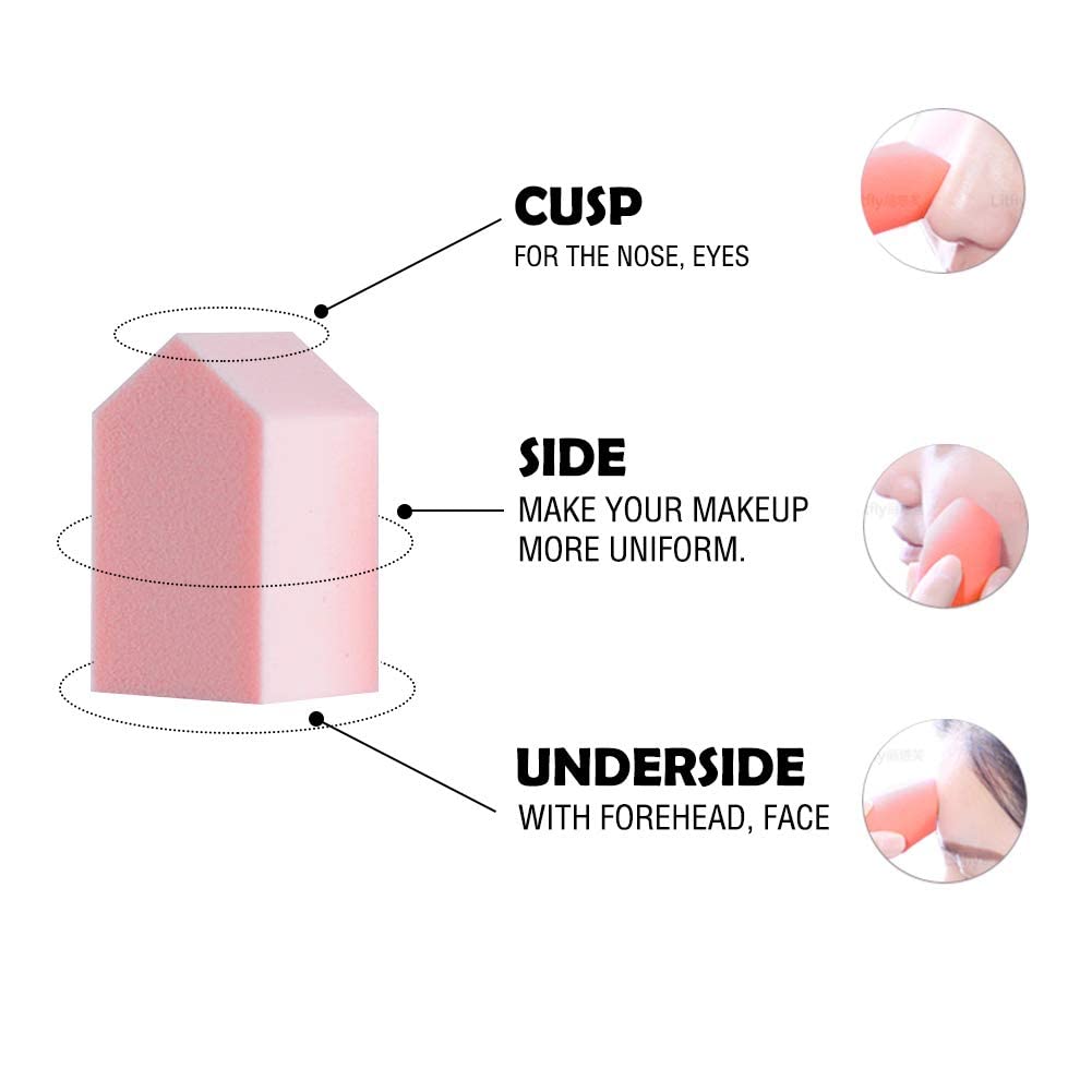 25 PCS Makeup Blenders Sponges Set, Use for Dry and Wet, Perfect for Full Face Curve Blending, Cream, Liquid, Powder Foundation Cosmetics, Latex Free & Soft & Flexible, Pentagon