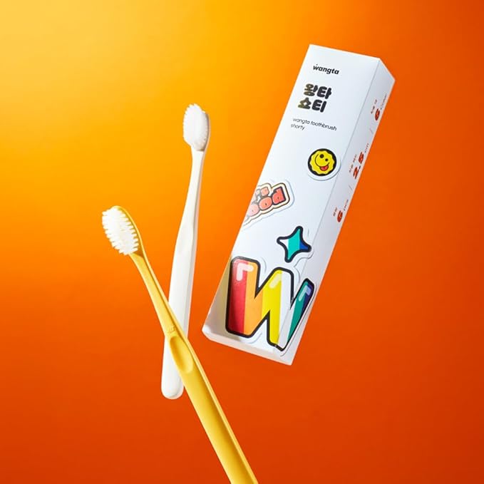 WANGTA Shorty – Standard Toothbrush – 1.0 inch (2.5 cm) Head | Dual Micro Bristles for Gentle Gum Care & Effective Cleaning | Made in Korea Oral Care (6 Pack)