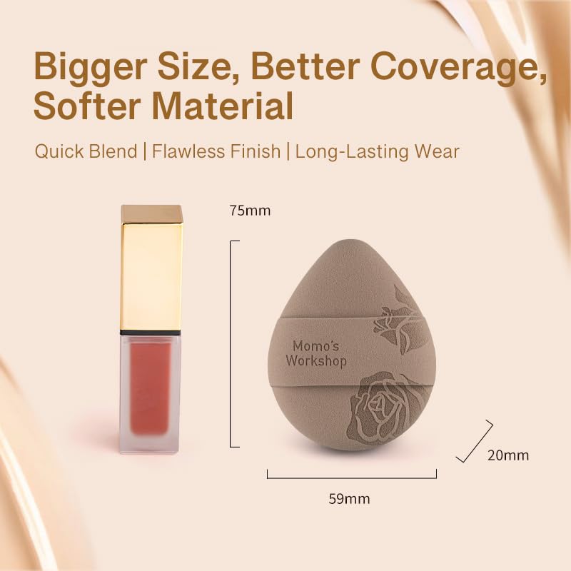 Rose Tatami Makeup Sponge Set,Double-Sided Egg Shape Rubycell for Liquid Foundations, Non-Absorbent & Fast Blending,Soft, Fluffy & Bouncy, 2 Beauty Puffs &Storage Case