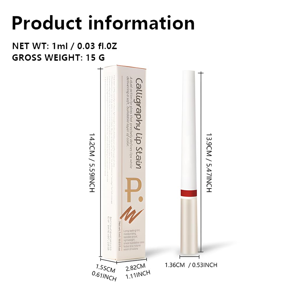 Matte Calligraphy Liquid Lip Liner Lipstick Pencil, Dark Brown Long-Lasting Transfer-Proof Lip Stain, Lightweight Lipstick, Sheer Buildable Color, Fades to a Natural Wash of Colors