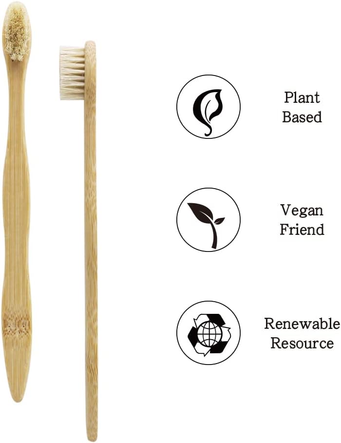 Bamboo Toothbrush Boar Bristles 100% Biodegradable and Natural 8 Pieces of One Pack