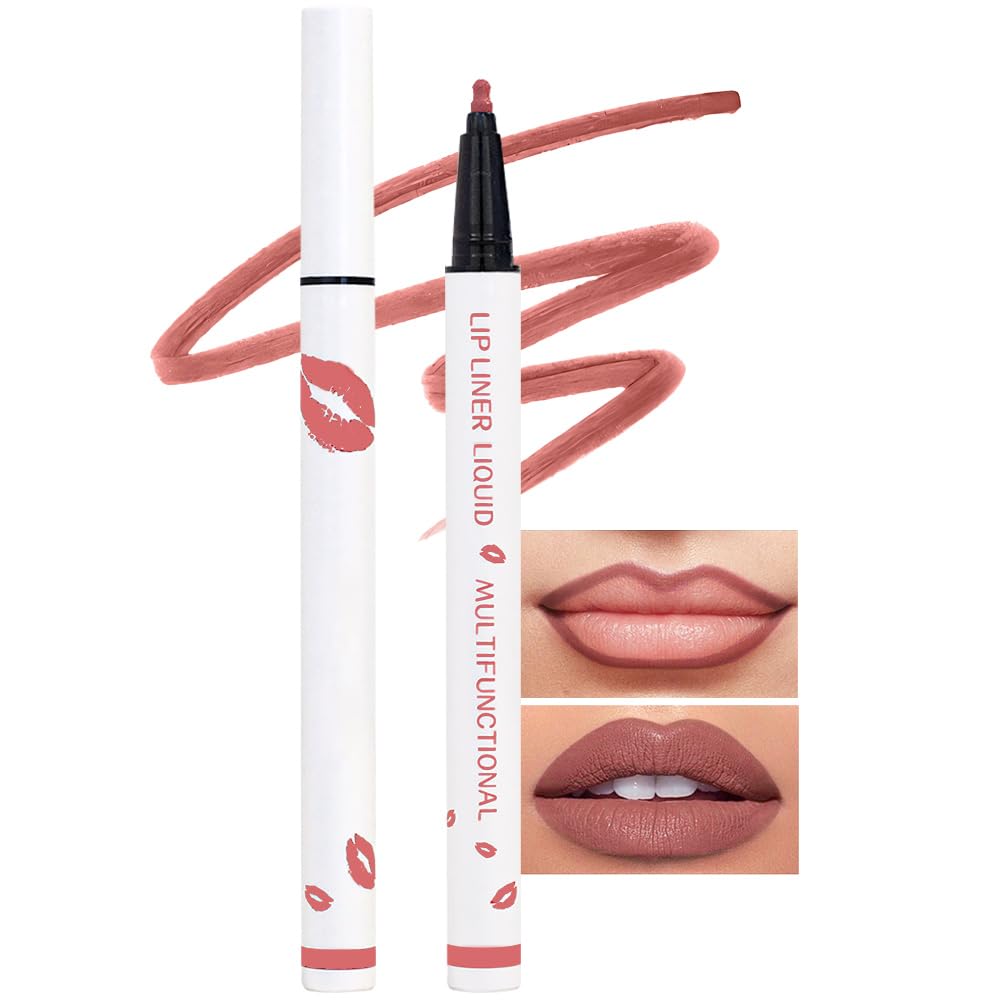 Kaely Beige Longwear Liquid Lip Liner Waterproof, 24 Hour Long Lasting Lip Liner Stain Marker Pen, 2-in-1 Matte Semi Permanent Lipliner & Lipstick, Vegan & Cruelty-Free, 07