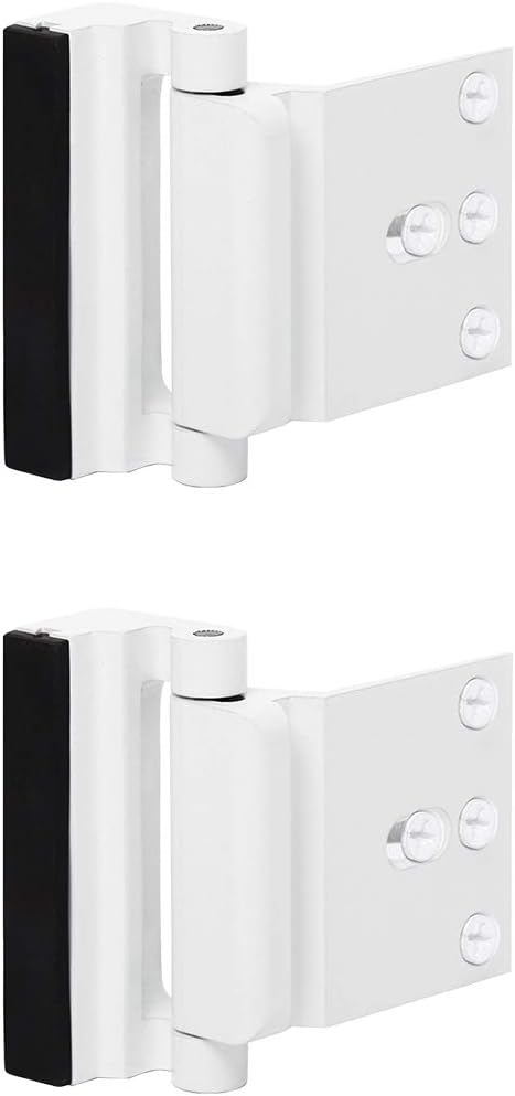 2 Pack Door Reinforcement Locks with 8 Screws, Home Security Door Lock for Toddler, Childproof Door Lock Night Lock Withstand 800 Lbs White