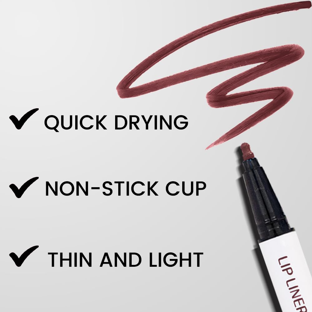 Kaely Dark Red Brown Longwear Liquid Lip Liner Waterproof, 24 Hour Long Lasting Lip Liner Stain Marker Pen, 2-in-1 Matte Semi Permanent Lipliner & Lipstick, Vegan & Cruelty-Free, 11