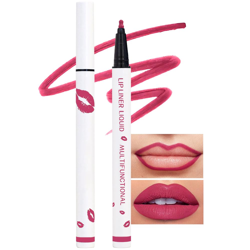 Kaely Pink Longwear Liquid Lip Liner Waterproof, 24 Hour Long Lasting Lip Liner Stain Marker Pen, 2-in-1 Matte Semi Permanent Lipliner & Lipstick, Vegan & Cruelty-Free, 02
