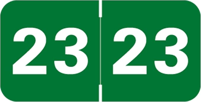 2023 Year Stickers, Doctor Stuff 2023 Chart Stickers, Dark Green Colored, Tabbies 70200 Style, USA Made Year Stickers for End Tab File Folders, 500/Roll, 1 Roll, 3/4" x 1-1/2"