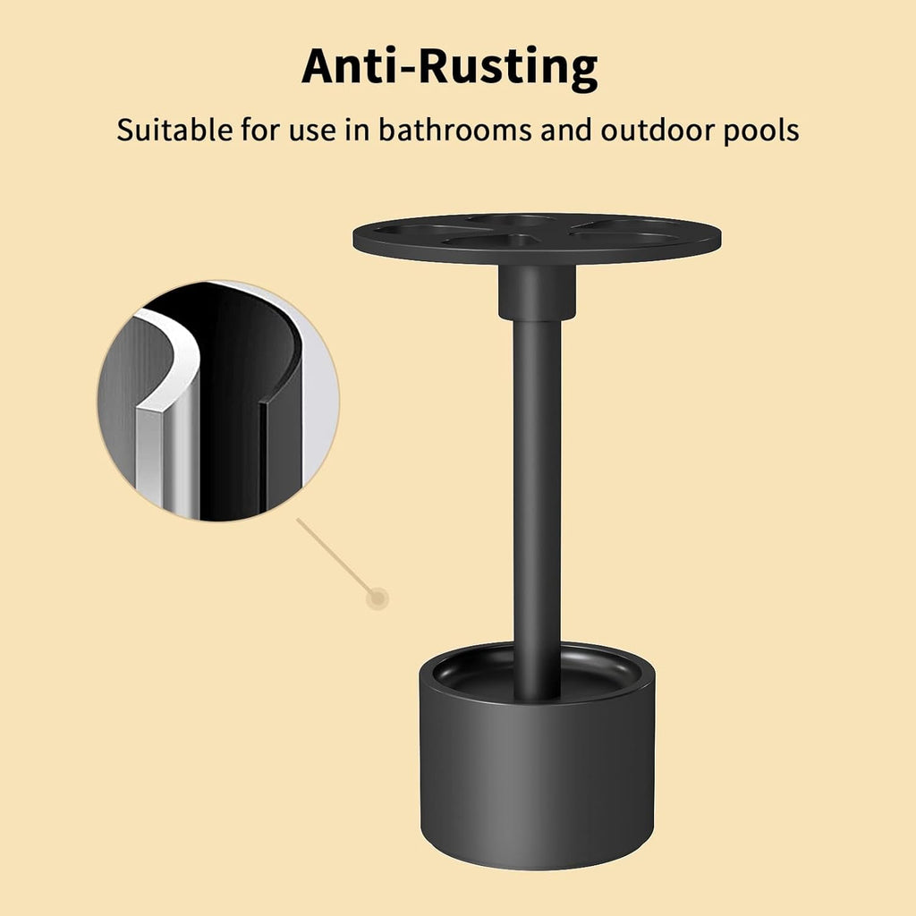 YUMORE Toothbrush Holder Stand Stainless Steel Tooth Brush Holder Bathroom Countertop Organizer Storage (Matte Black)