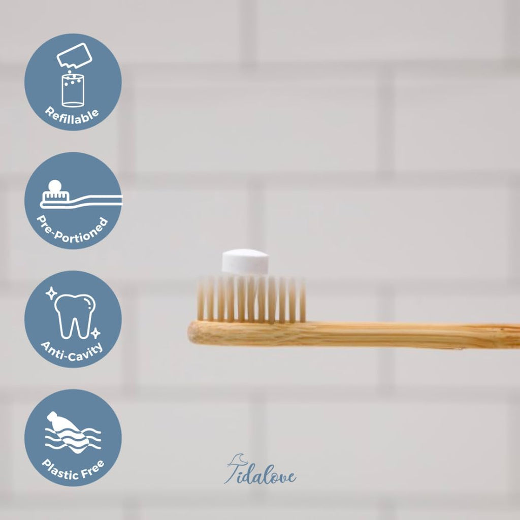 Smile More Toothpaste Tablets with Fluoride & nHAp - Vegan, Enamel Strengthening, Zero Waste, Eco-Friendly Tin (62 Tablets, Fresh Minty Yuzu, Travel-Friendly)