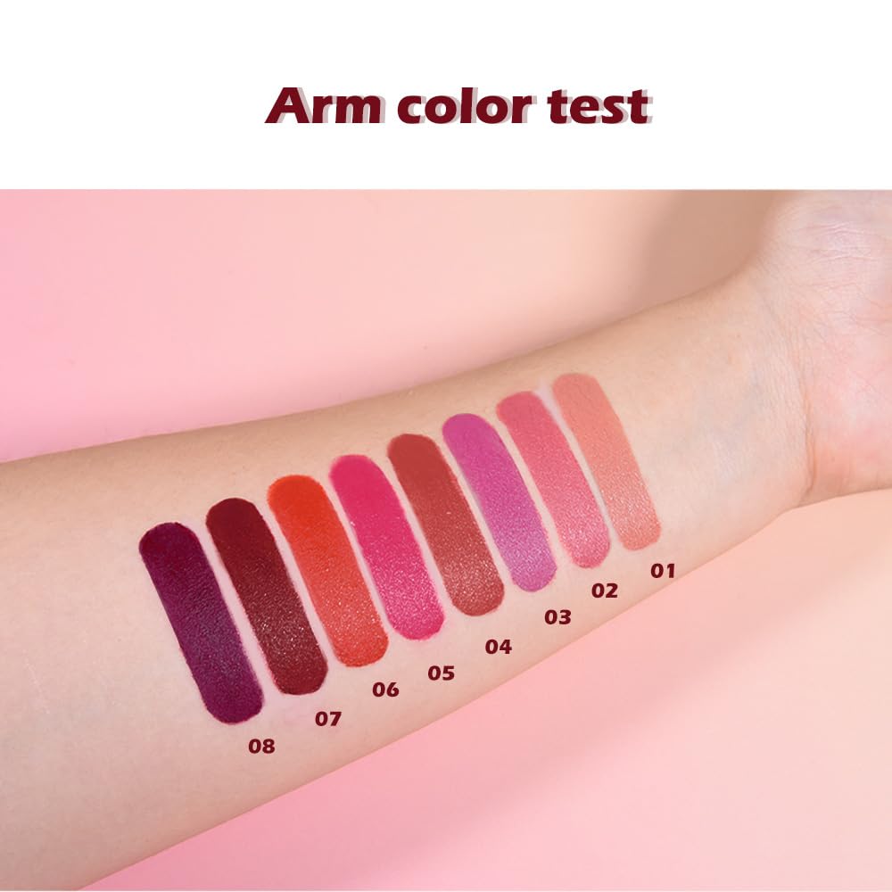 Plum Purple Matte Lipstick for Women, Long Lasting Waterproof Transfer-Proof Vegan, 24 Hours Moisturizing Glossy Shine Lip Gloss, Lipstick Palette Beauty Products Makeup All-Day Formula A08#
