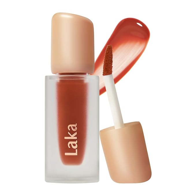Laka Fruity Glam Tint, 4.5g/0.15oz, Glowing Lip Stain with Wide Color Spectrum, Hydrating & Lightweight Texture, Long-Lasting Bold Stain, Non-Sticky, Vegan, K-Beauty (#114 Harmony)