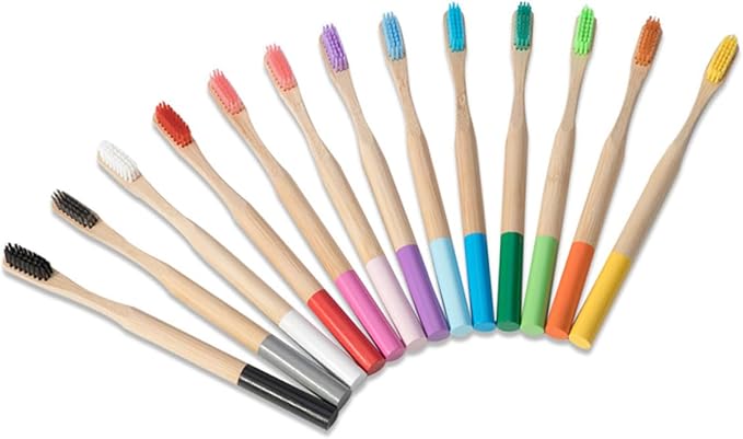 4pcs Toothbrushes with Soft Bristles for Adults Biodegradable Toothbrush in Ergonomic Anti-Slip Handle for Travel and Home Use Pink and Natural Shades