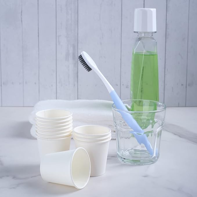 Lamosi 300 Pack 3 oz Paper Cups for Bathroom, Disposable Small Mouthwash Cup, 3oz Mini Espresso Cups for Travel, Party, Picnics, Home, Applicable to Cup Dispenser