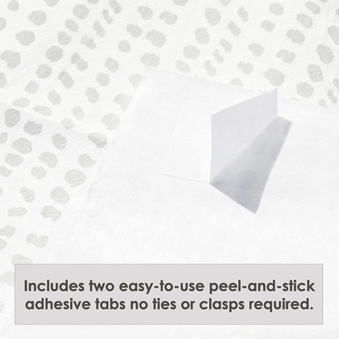 Disposable Bibs for Adults, Kids & Seniors | Adhesive Tab Napkins for Eating, Personal Use, Travel & Commuting | Spill Absorbent, Stain/Liquid Repellent | Grey Dot, 4 Count