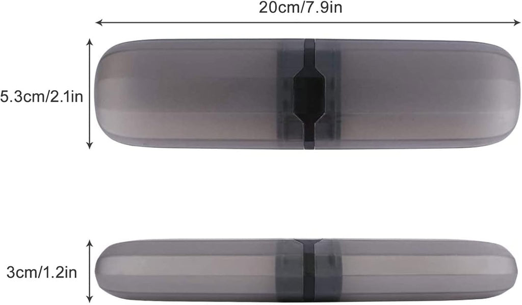 Yeeco Transparent Black Toothbrush Travel Case 2 Packs, Plastic Holder, 7.9"2.1"1.2" Portable for Traveling