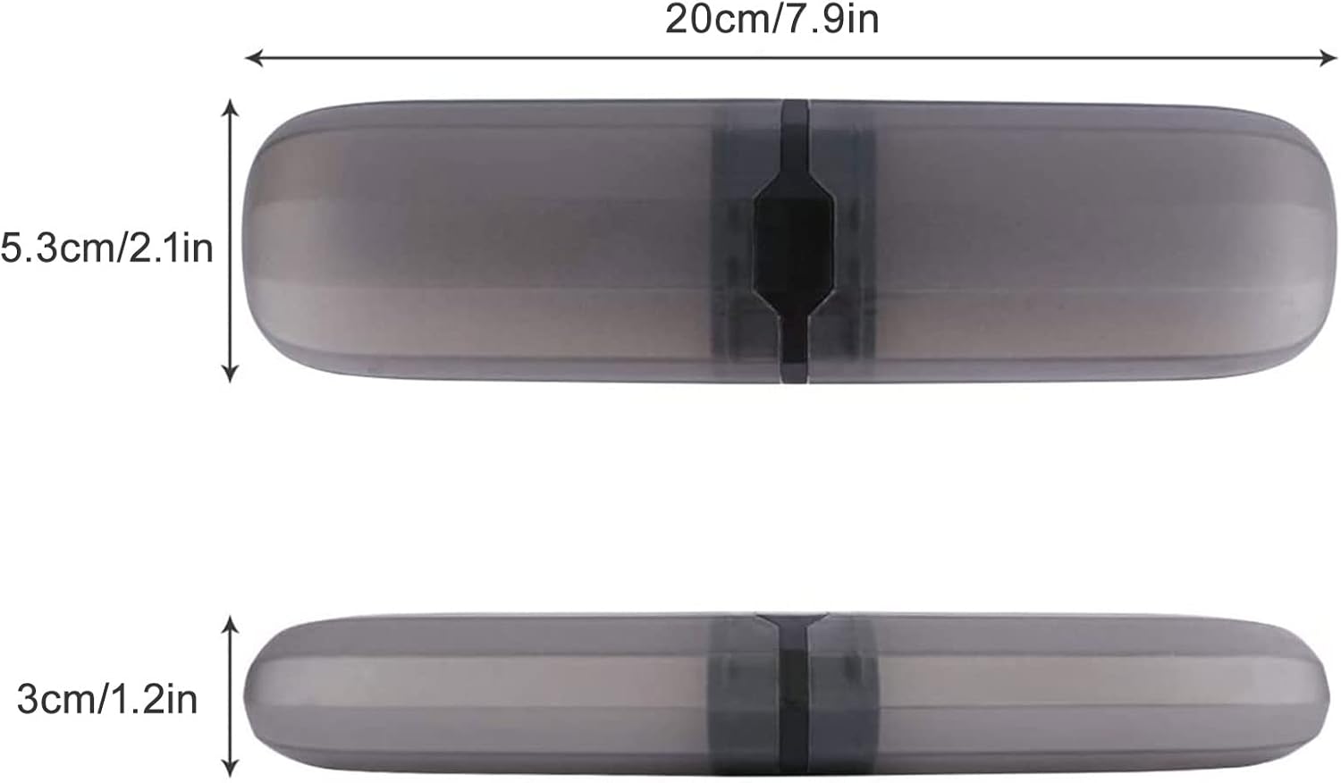 Yeeco Transparent Black Toothbrush Travel Case 2 Packs, Plastic Holder, 7.9"2.1"1.2" Portable for Traveling