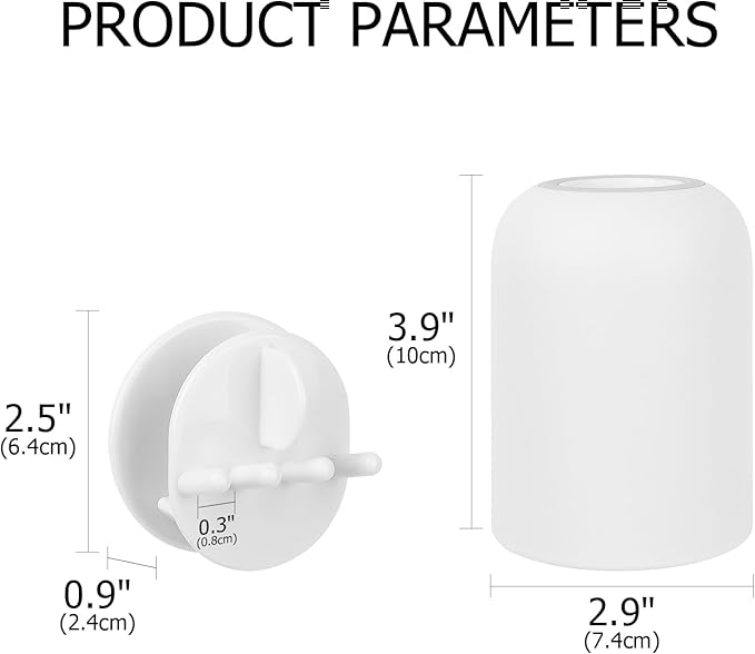 2 Pack Toothbrush Holders for Bathrooms Shower, Wall Mount Toothbrush Organizer with Mouthwash Cup, Self Adhesive Electric Toothbrush Storage, Easy to Clean Toothbrush Hanger