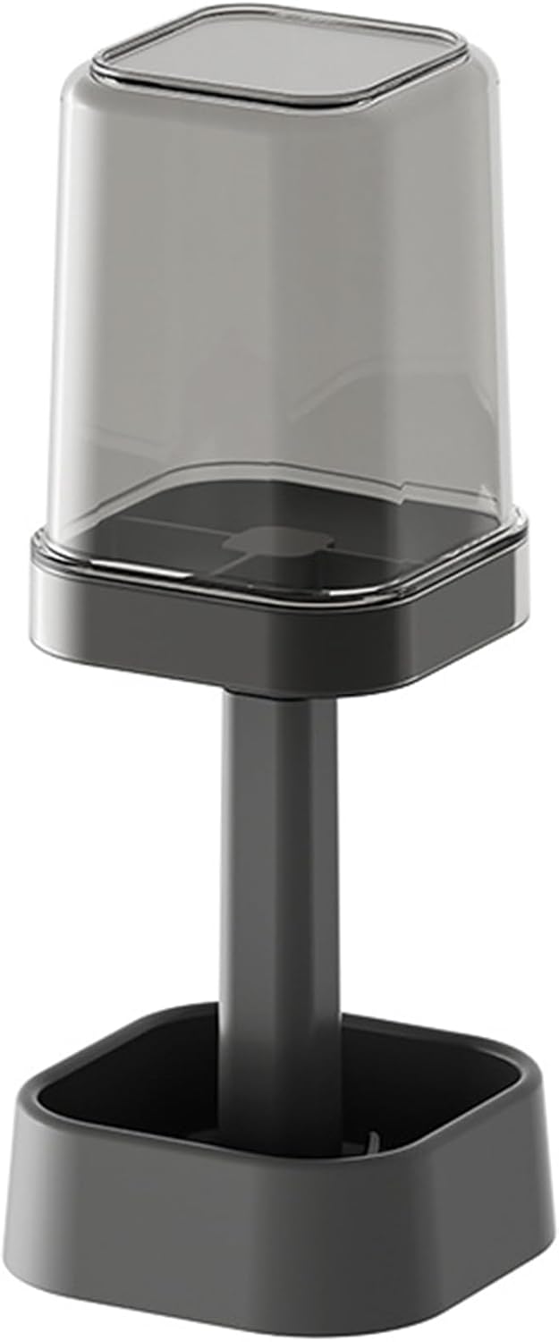 Toothbrush Holder with Cup/Cover, 3 Slots Toothpaste Holder Stand for Bathroom Countertop Plastic Storage Organizer for Toothbrushes, Electric Toothbrushes (Black)