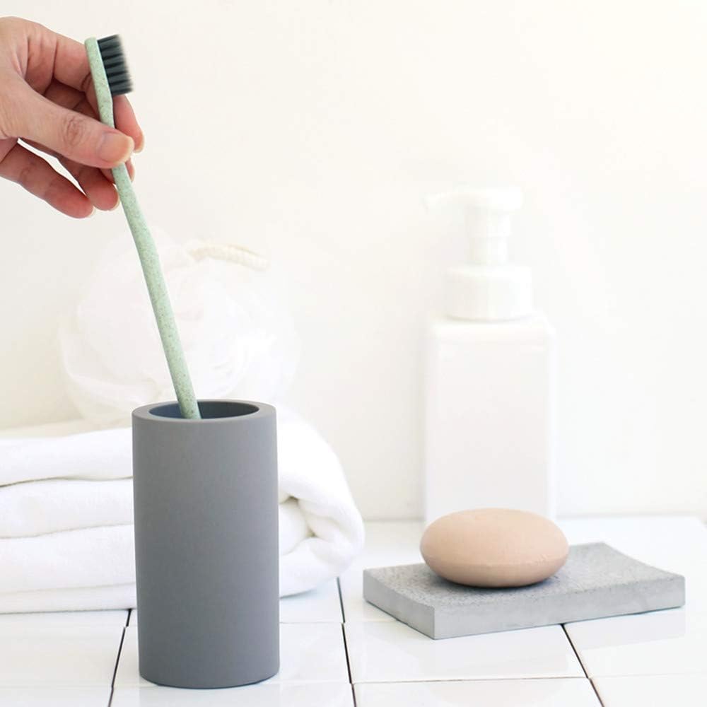 2 Pack Toothbrush Holder Bathroom Diatomite Toothbrush Organizer Stand, Water Absorption Fast Drying Toothbrush Cup Holder for Electric Toothbrush Toothpaste Razor Makeup Brush (Dark Grey+Light Grey)