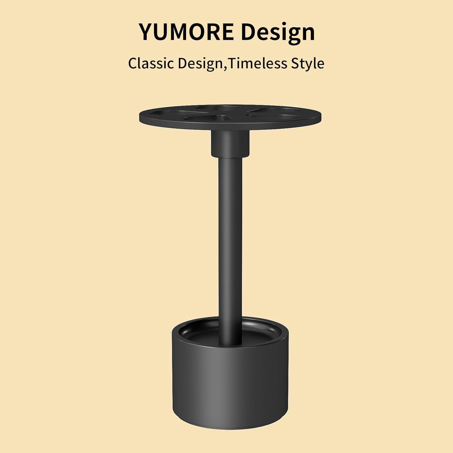 YUMORE Toothbrush Holder Stand Stainless Steel Tooth Brush Holder Bathroom Countertop Organizer Storage (Matte Black)