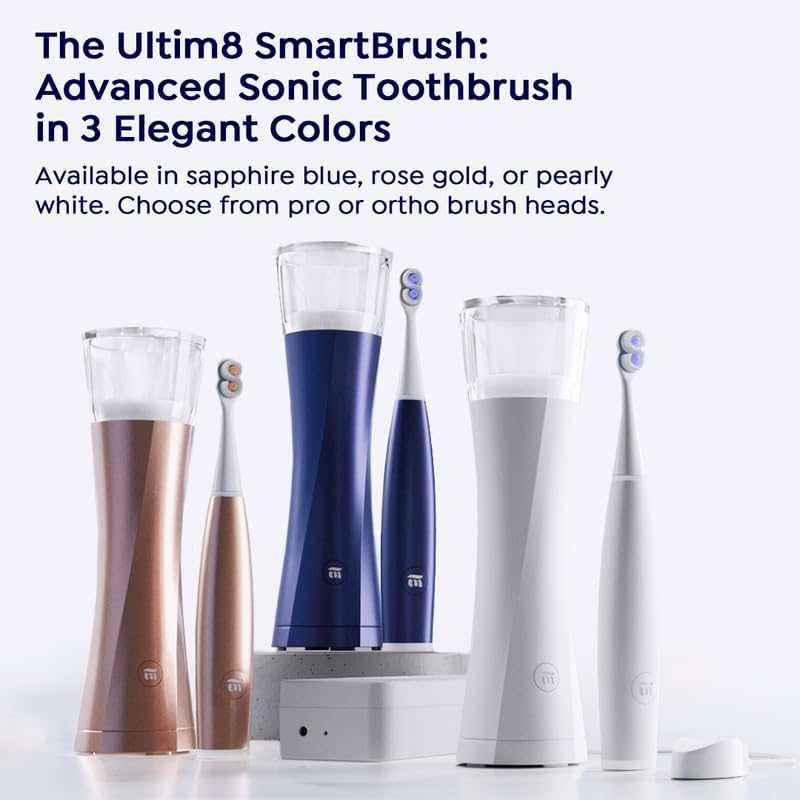 SuperMouth® ULTIM8 SmartBrush™ System - Electric Toothbrush, Patented SuperBristles® Clean 40X Better, UV Sanitizing & Drying SmartHub®, Dual Sonic Modes, Pressure Sensor - Teens & Adults - Rose Gold