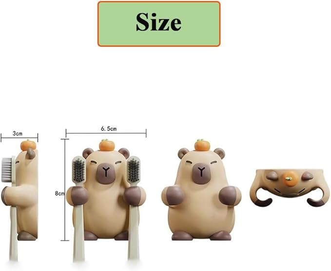 Toothbrush Holders for Bathroom Cute Capybara Electric Toothbrush Holder, Wall-Mounted Bathroom Storage Rack with Hooks No-Drill Installation