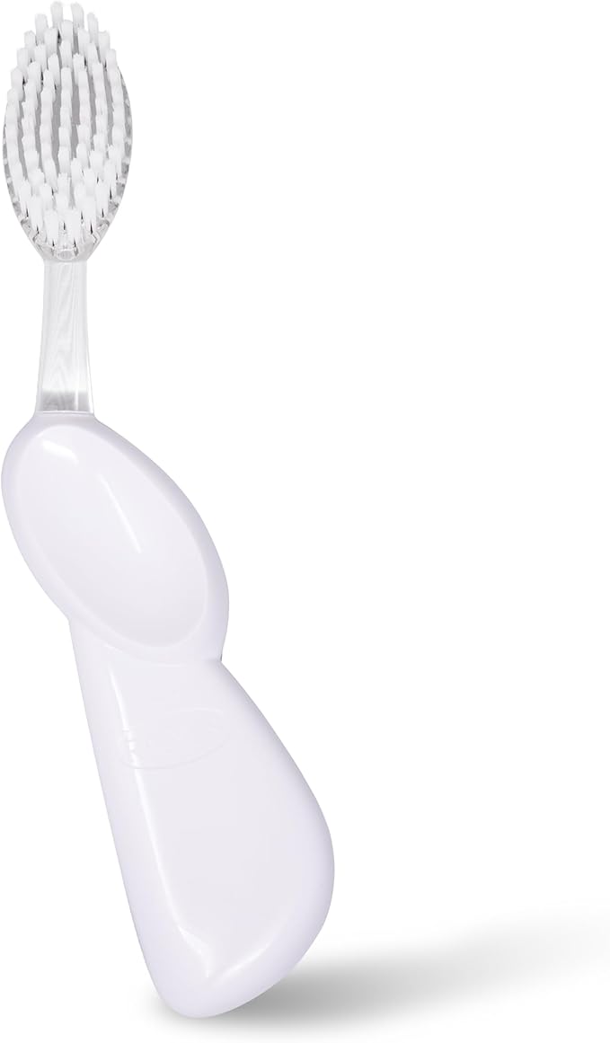 Radius Toothbrush Big Brush with Replaceable Brush Head BPA Free ADA Accepted - Right Hand - Pastel White Brush with Pastel White Case