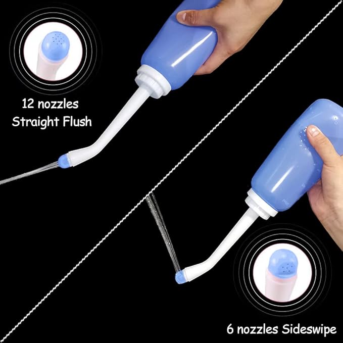 Handheld Personal Bidet Bottle, Bottle for Gentle Postpartum Care and Cleansing, Feminine Care， Personal Perineum Cleansing, 500Ml Portable Bidet Travel Bidet（Blue）, Resistant to 100ºC,Bonus Bag