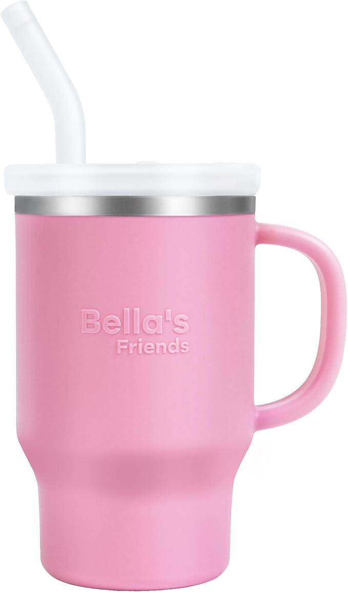 Bella's Friends Handy Mini Tumbler – Adorable 9 oz Sippy Cup for Toddlers 1-3 years old, Flexible Straw, Stainless Interior & Silicone Body, Leak‑Proof, Dishwasher Safe, Ideal for Travel or At Home